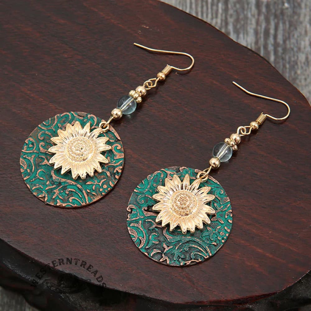 Retro Folk Style Peacock Blue Earrings - Image 4