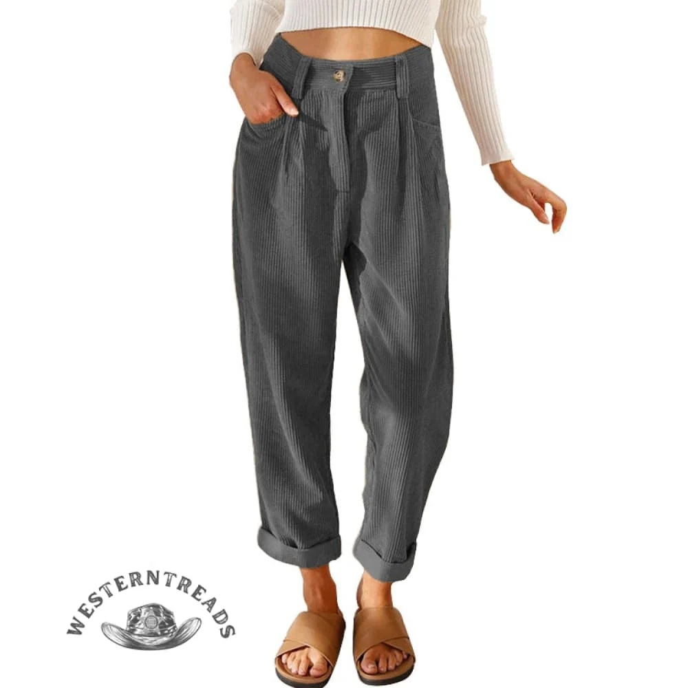 Women's Corduroy Straight Pants - Image 8
