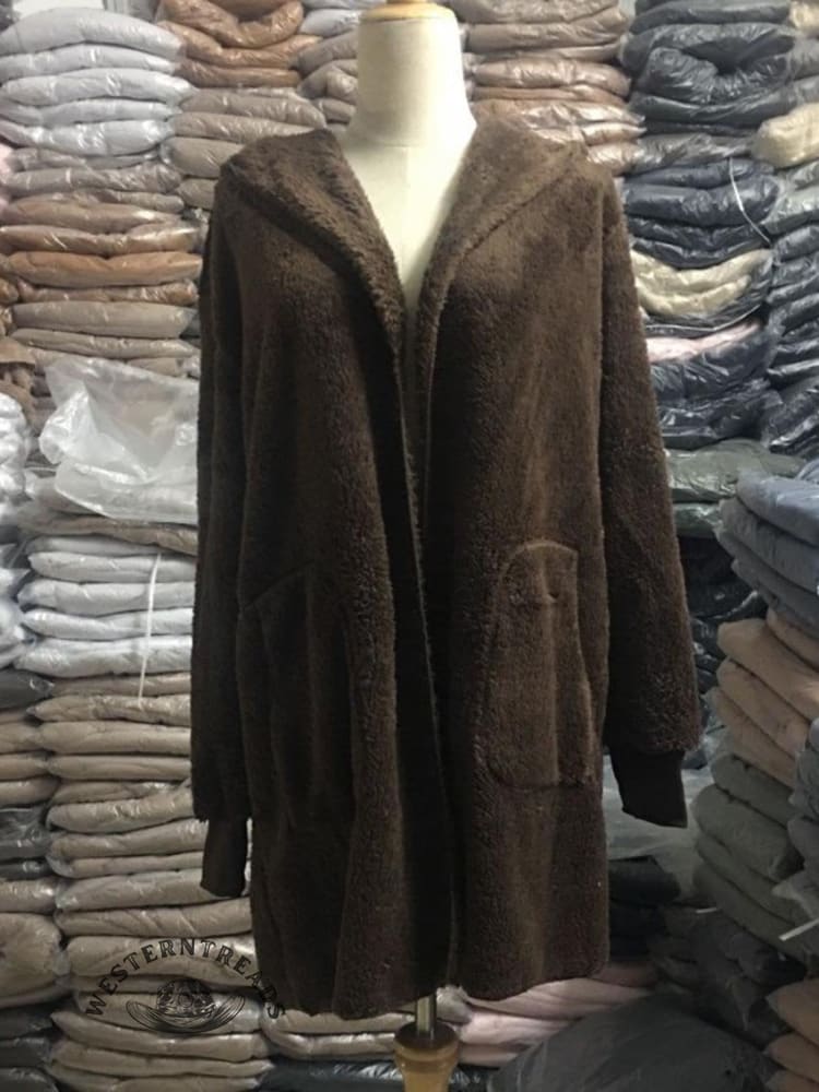 Autumn and Winter Solid Color Warm Top Medium Long Coat - Image 14