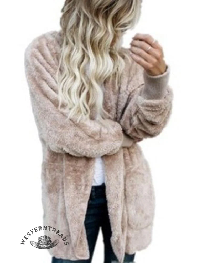 Autumn and Winter Solid Color Warm Top Medium Long Coat - Image 3