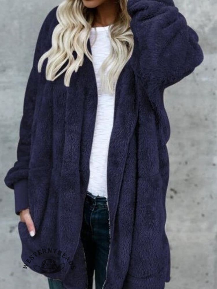 Autumn and Winter Solid Color Warm Top Medium Long Coat - Image 6