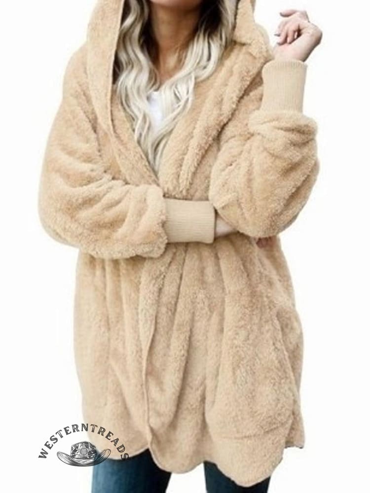 Autumn and Winter Solid Color Warm Top Medium Long Coat - Image 9
