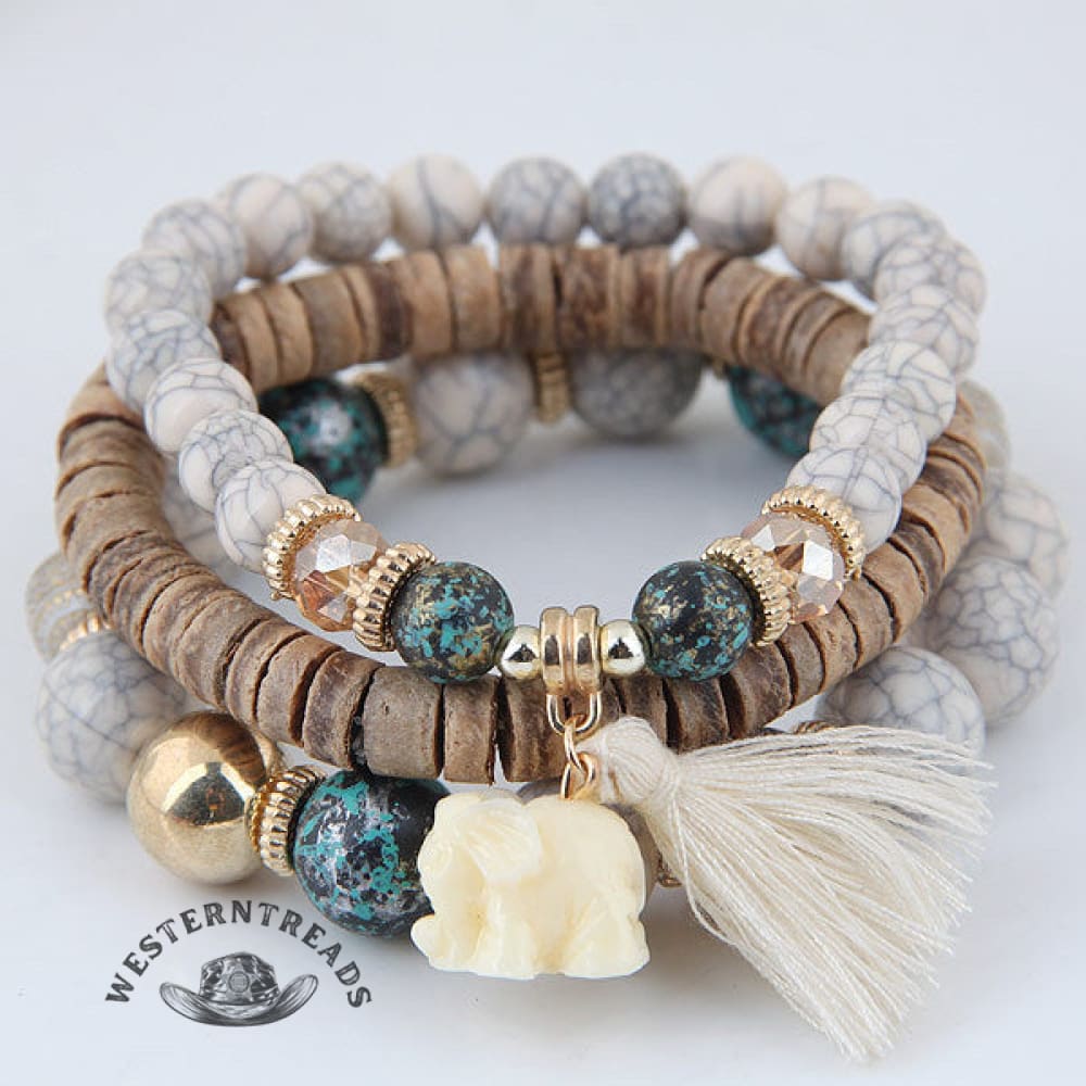 Beaded Boho Tassel Bracelet - Image 2