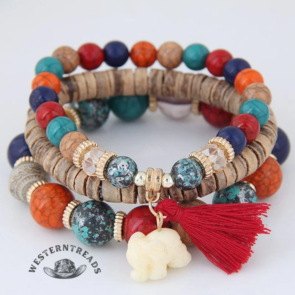 Beaded Boho Tassel Bracelet - Image 3
