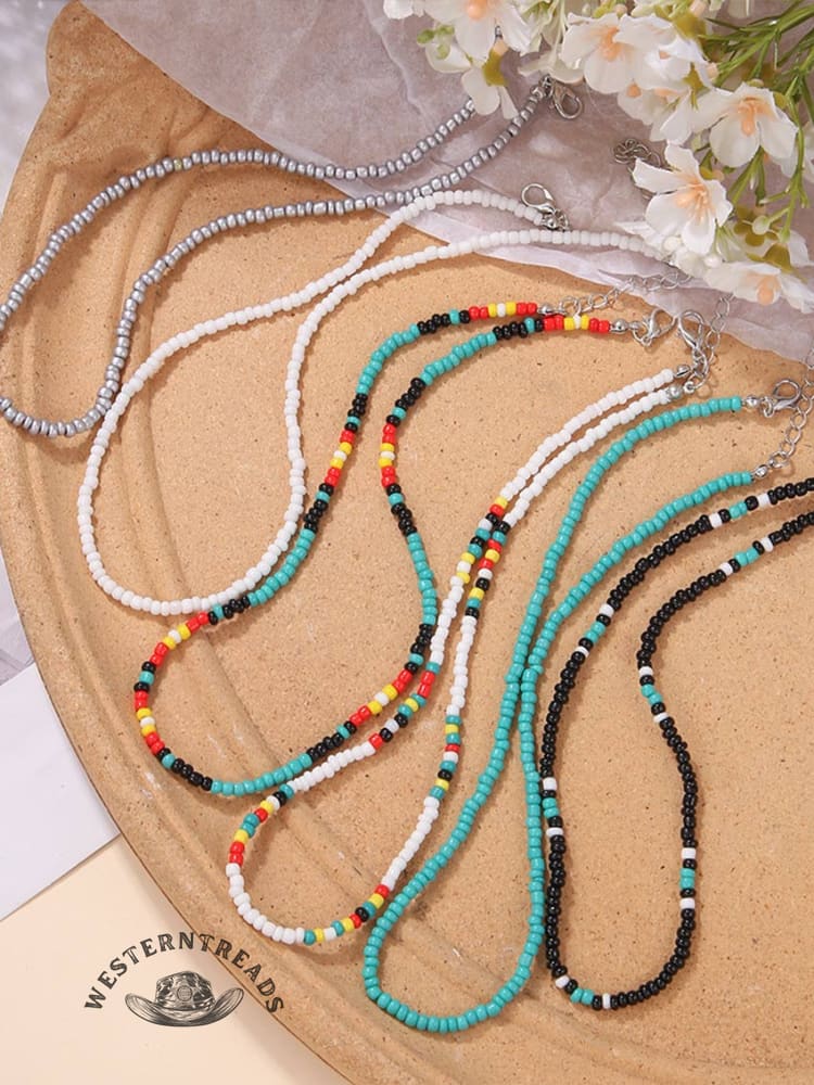 Bohemian Colorful Beaded Necklace Set - Image 2