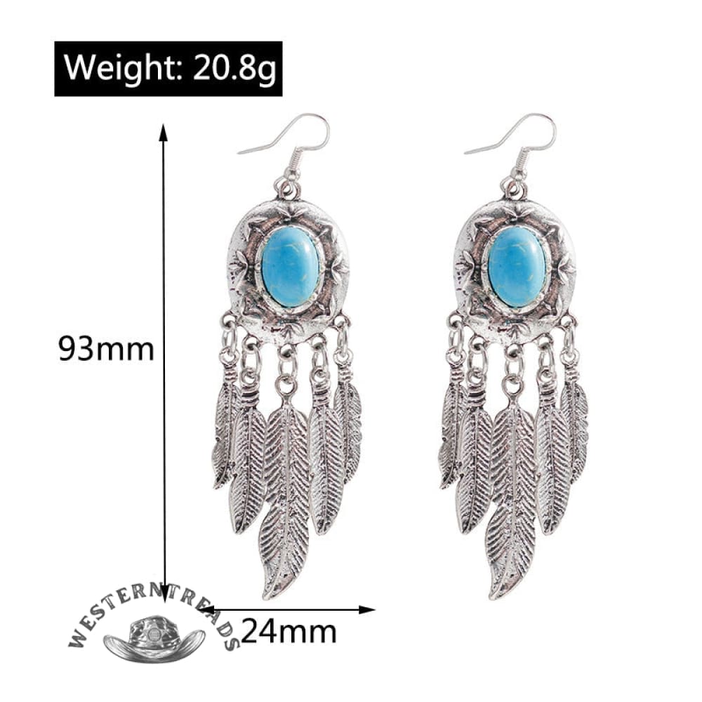 Bohemian Turquoise Tassel Earrings - Image 3