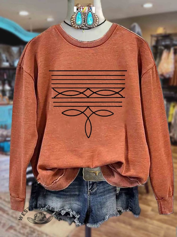 Boot Stitch Country Western Sweatshirt - Image 2