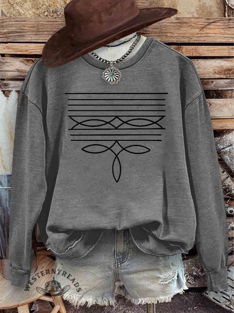 Boot Stitch Country Western Sweatshirt - Image 3