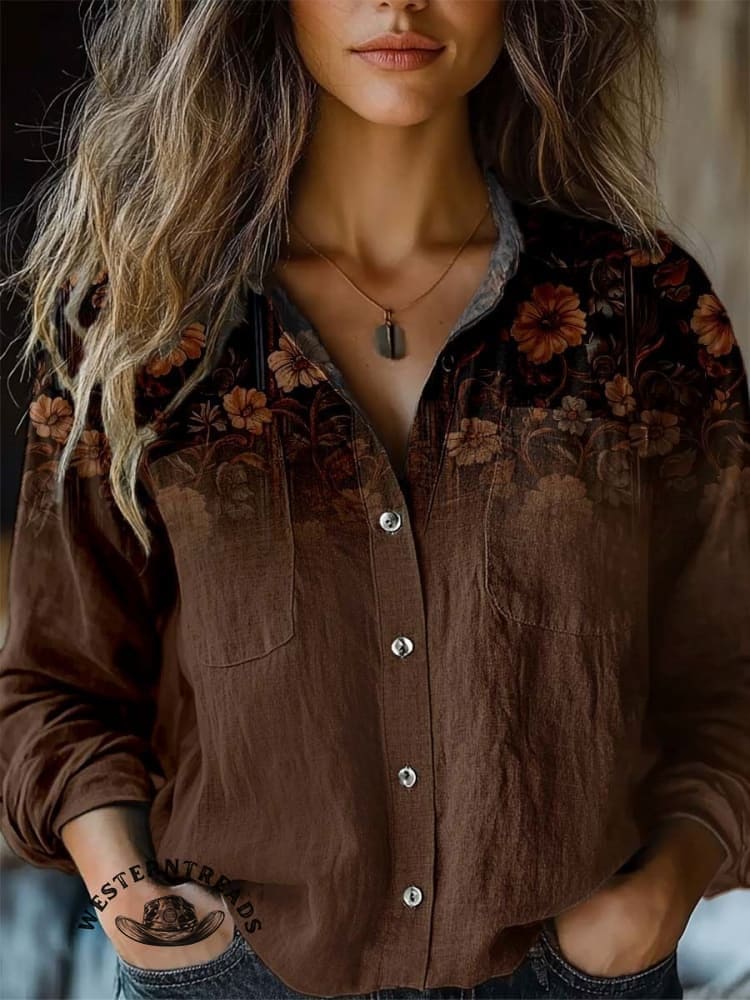 Brown Flower Casual Sweatshirt - Image 7