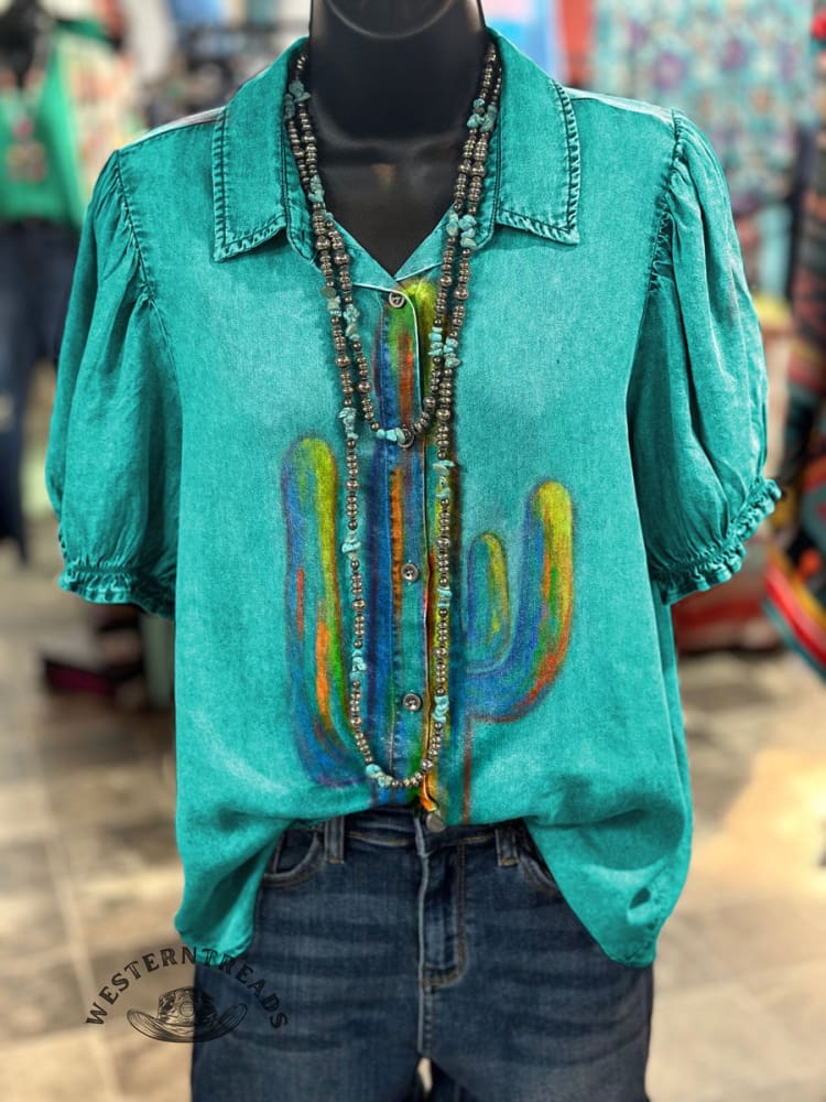 Cactus Art Print T-shirt - Image 3