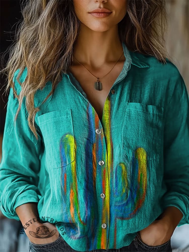 Cactus Art Print T-shirt - Image 5