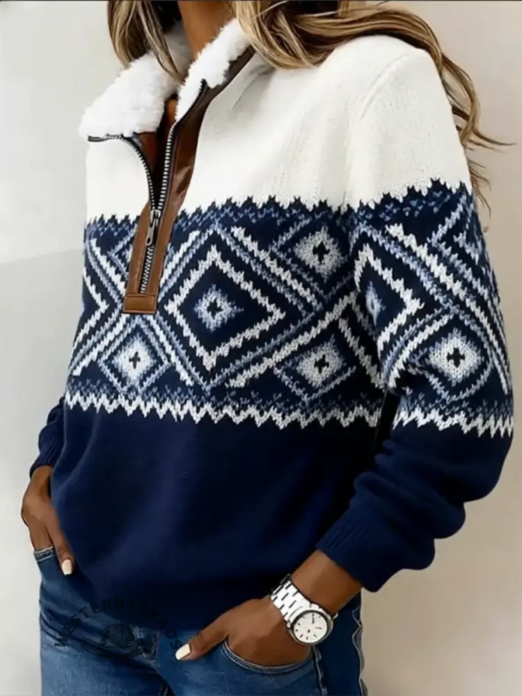 Casual Aztec Half-zip Sweatershirt - Image 2