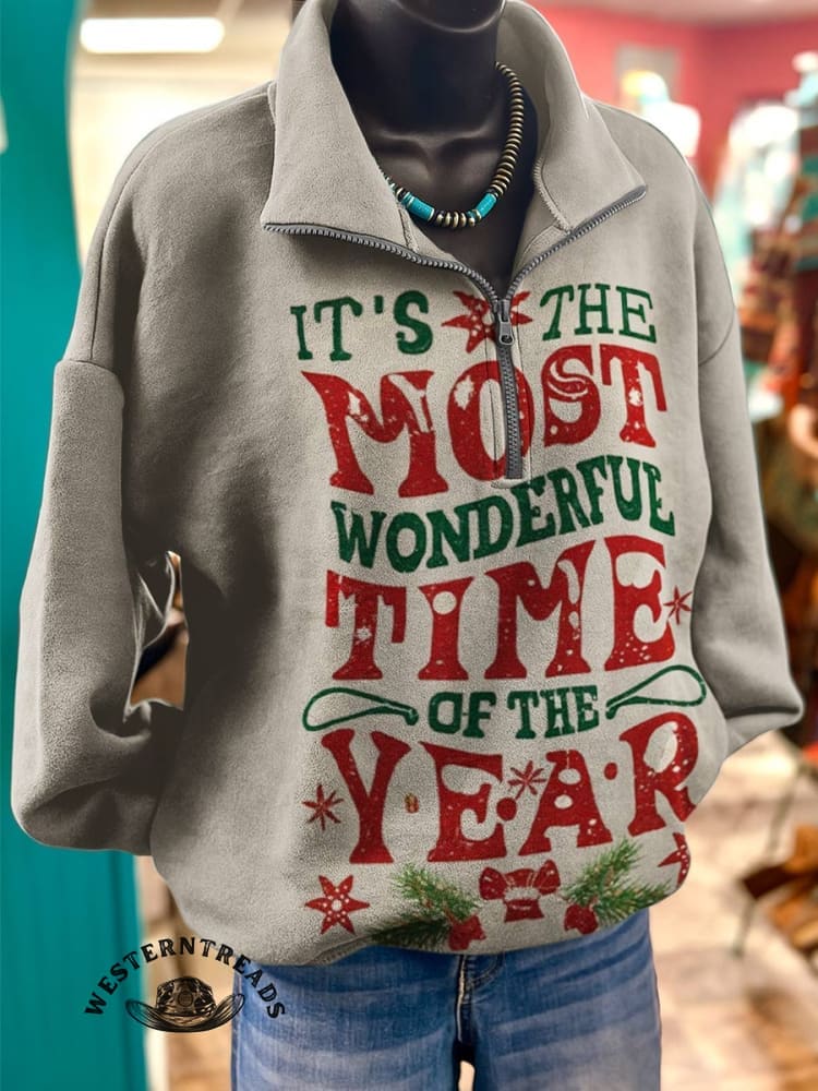 Christmas Print Casual Cotton Sweatshirt - Image 3