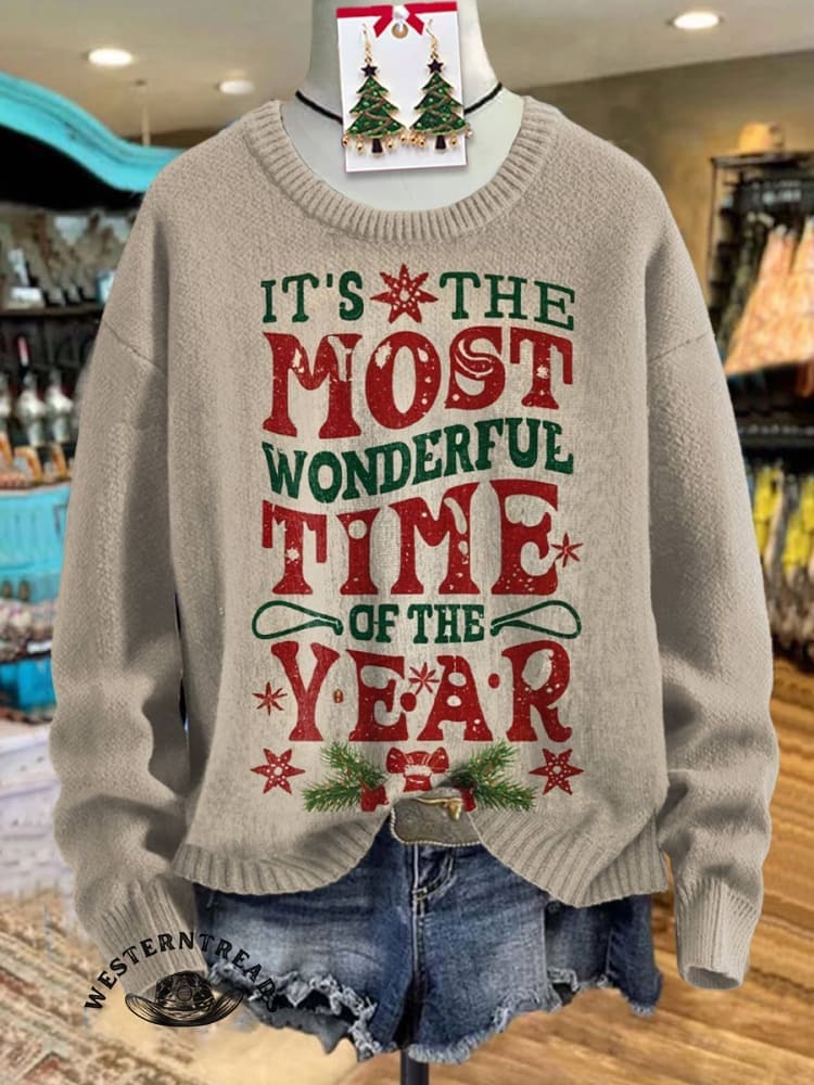 Christmas Print Casual Cotton Sweatshirt - Image 4