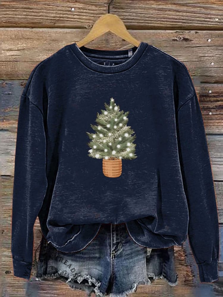 Christmas Tree Lights Print Casual Sweatshirt - Image 6