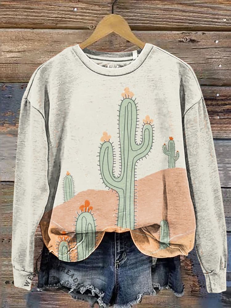 Classic Cactus Casual Cotton Sweatshirt