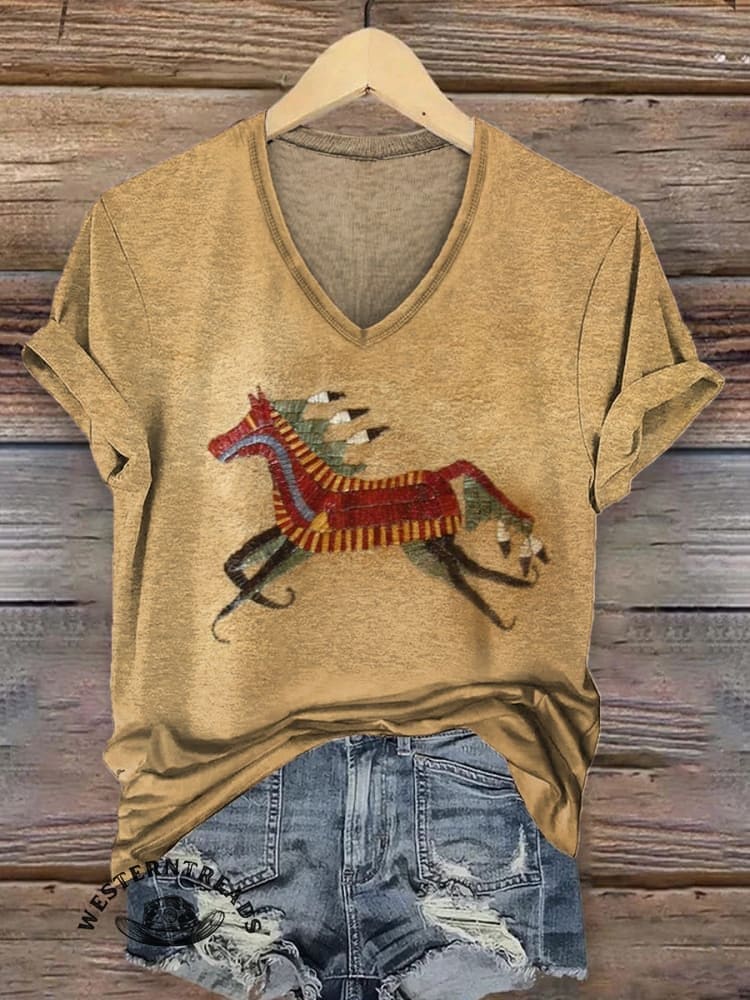 Classic Horse Art Print Casual T-Shirt - Image 2