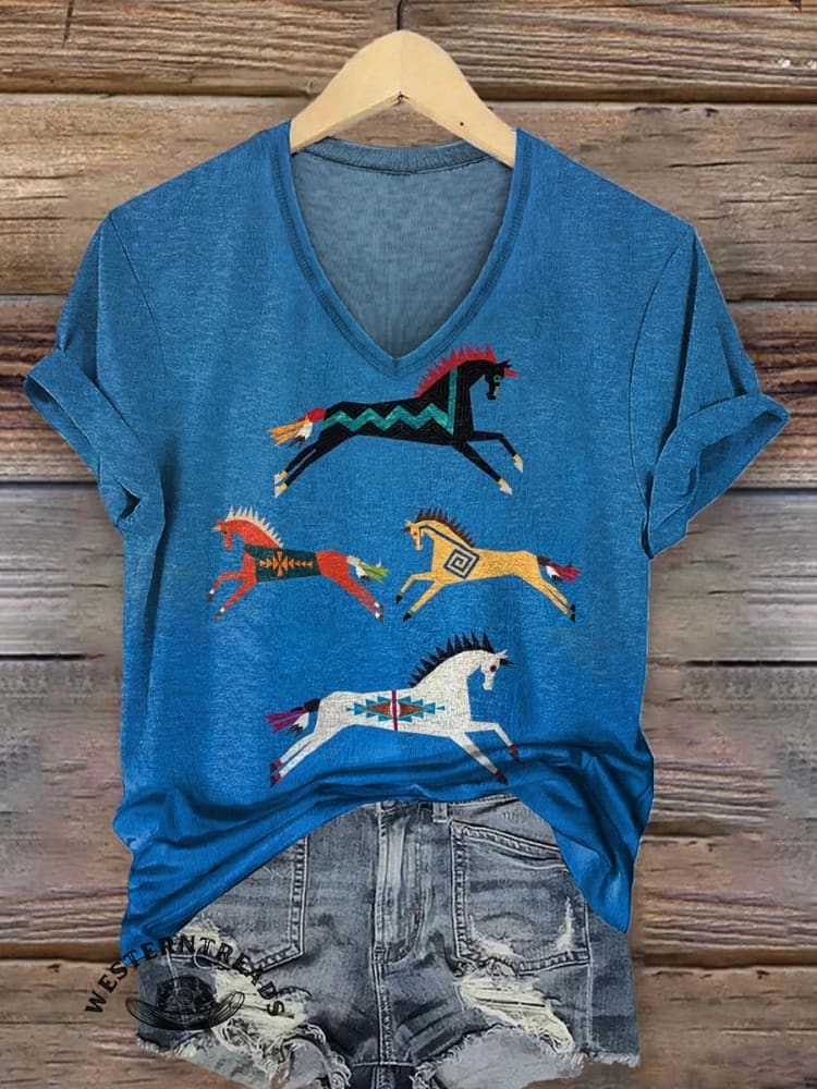 Classic Horse Art Print Casual T-Shirt - Image 2
