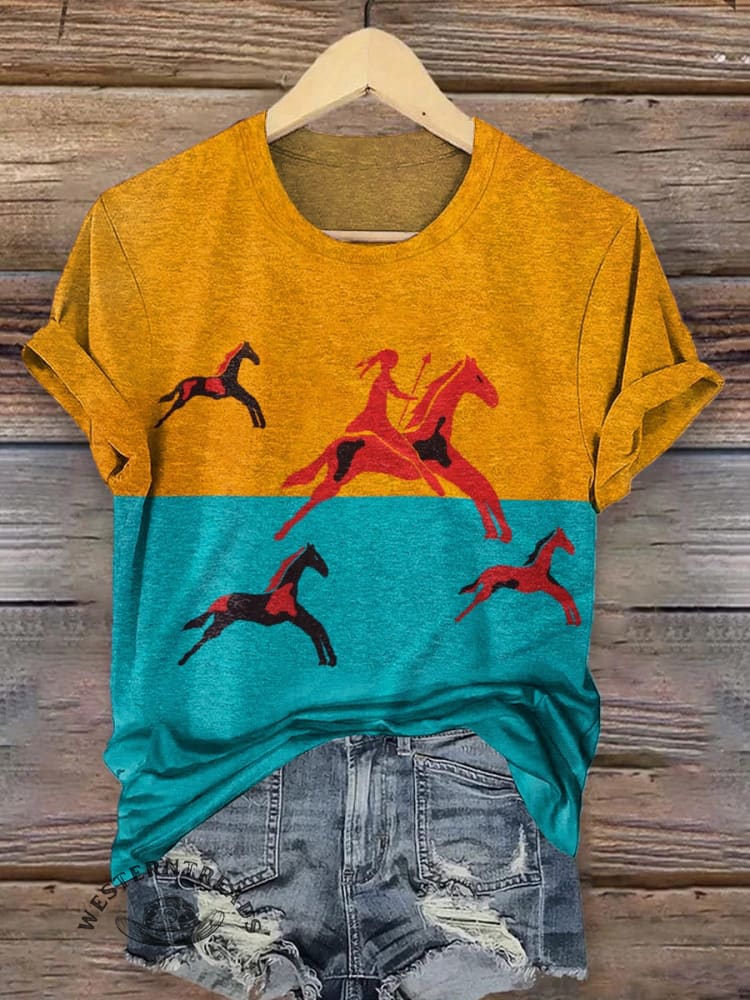 🔥Hot Sale🔥Classic Horse Art Print Casual T-Shirt - Image 6