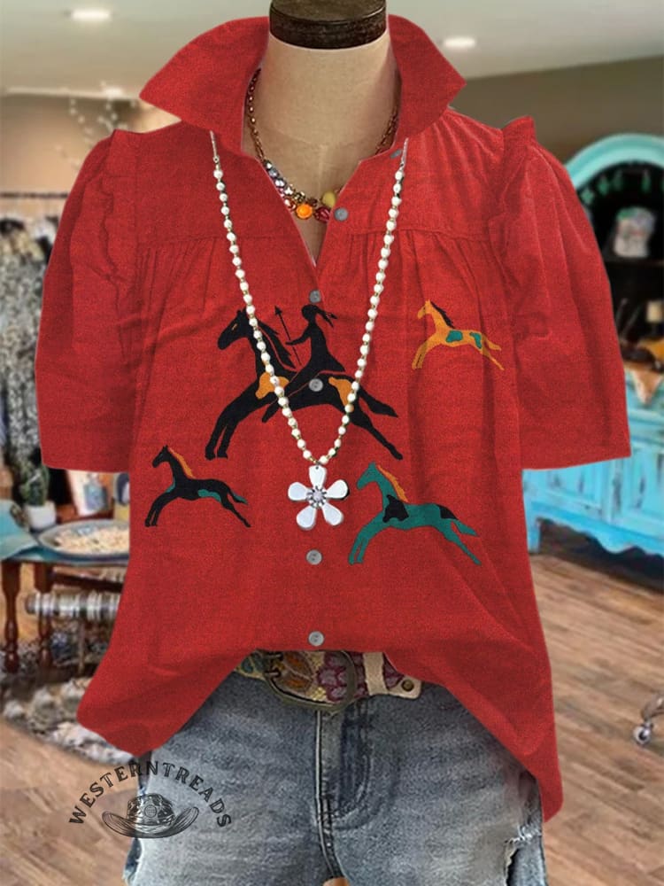 🔥Hot Sale🔥Classic Horse Art Print Casual T-Shirt - Image 9