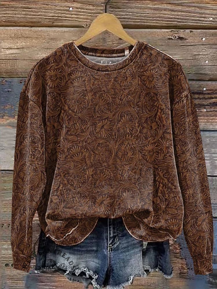 š„Limited Time Discountš„Classic West Print Leather Texture Patterns T-shirt - Image 2