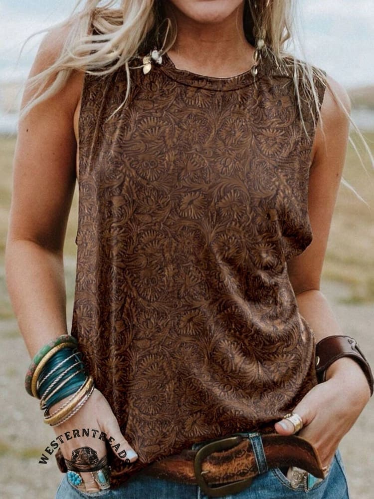 š„Limited Time Discountš„Classic West Print Leather Texture Patterns T-shirt - Image 5