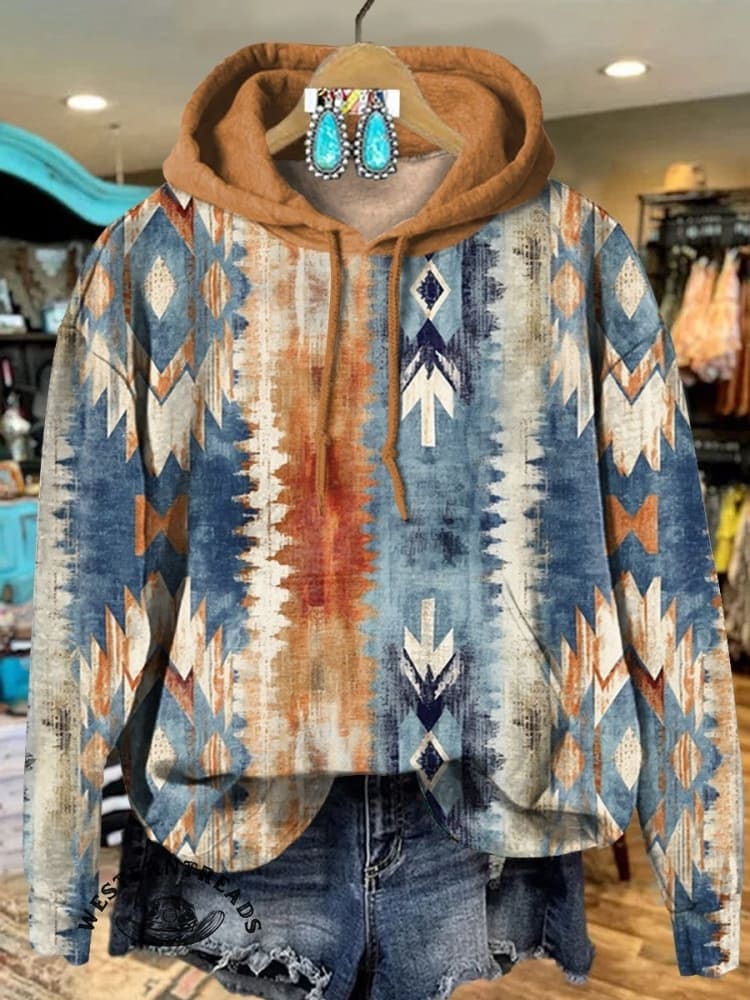 Colorful Aztec Print Crew Neck Sweatshirt - Image 2