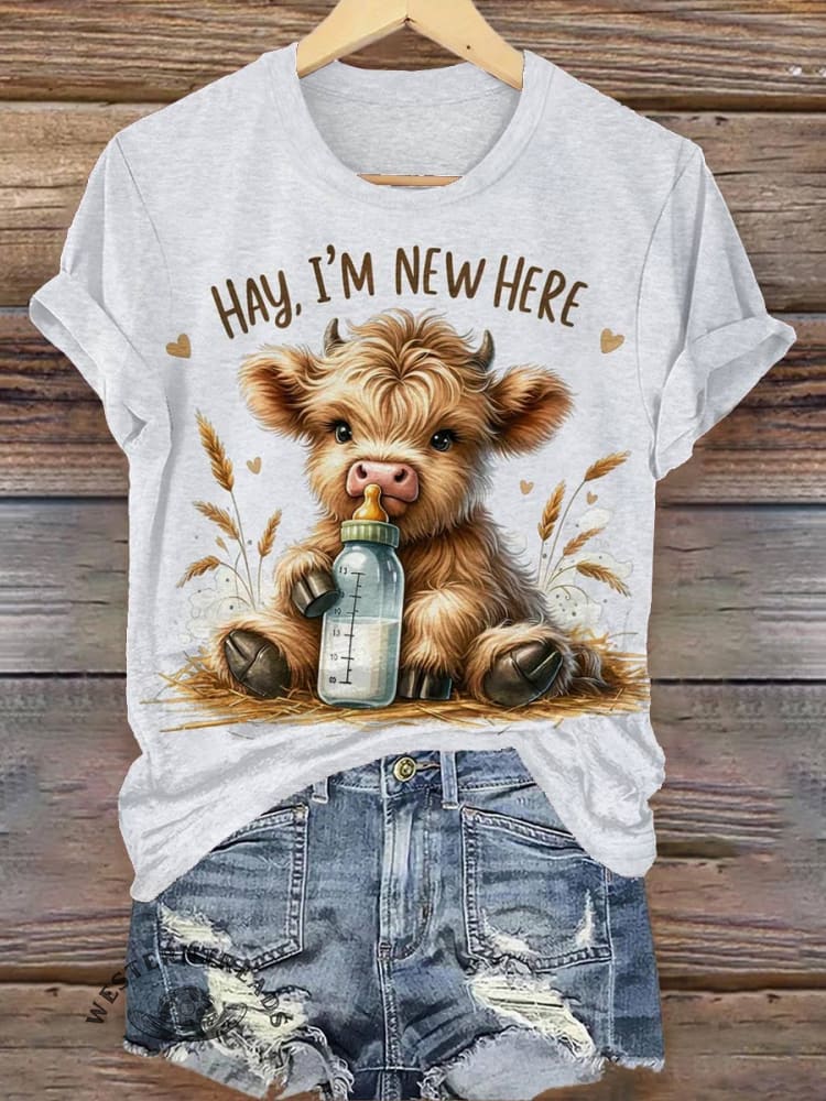 Cow Art Print Casual T-shirt