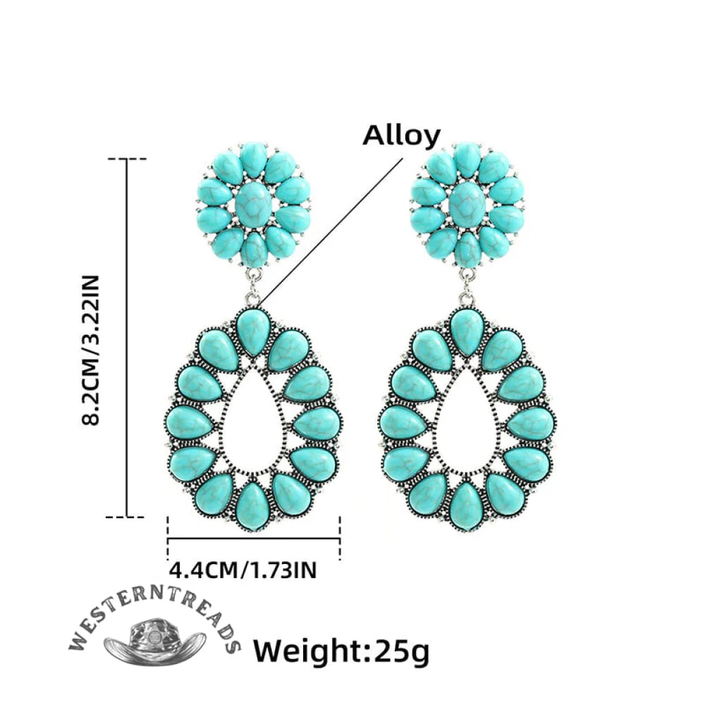 [High-quality texture]Turquoise Floral Earrings - Image 7