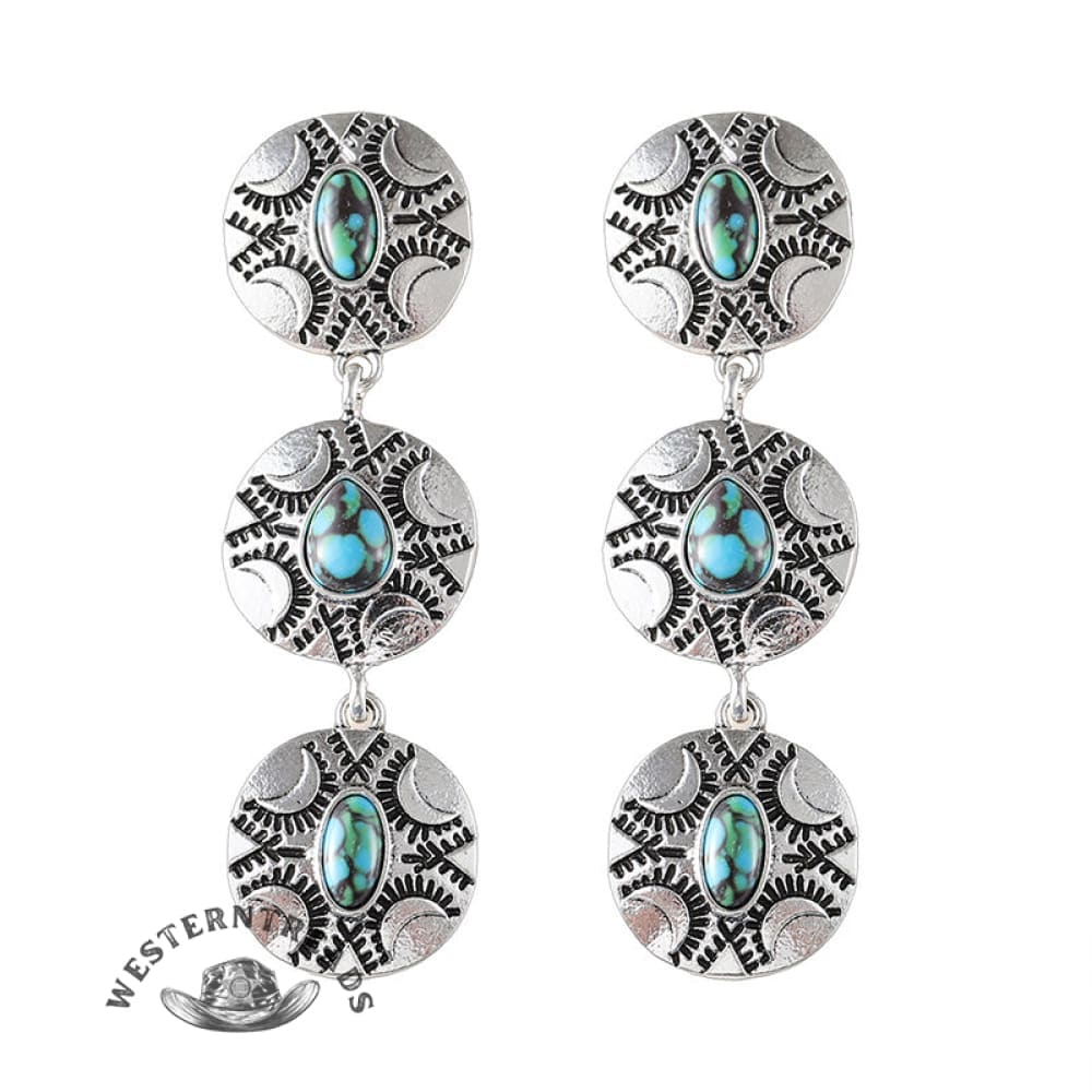Vintage Ethnic Turquoise Earrings - Image 7