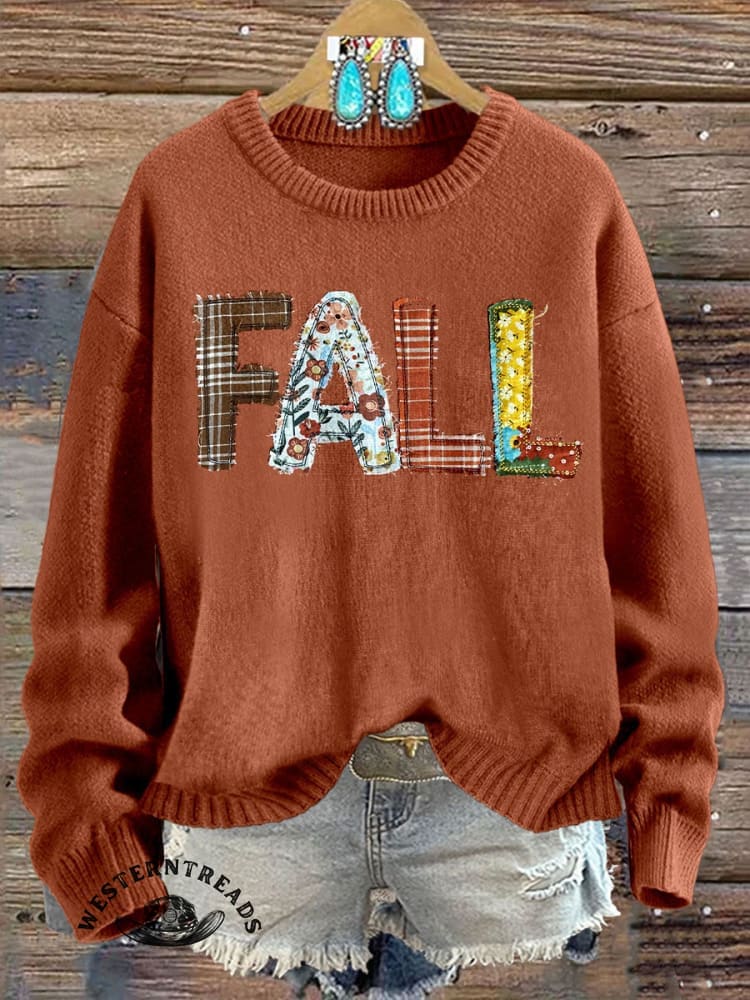 Fall Febric Art Print Casual Cotton Sweatshirt - Image 3