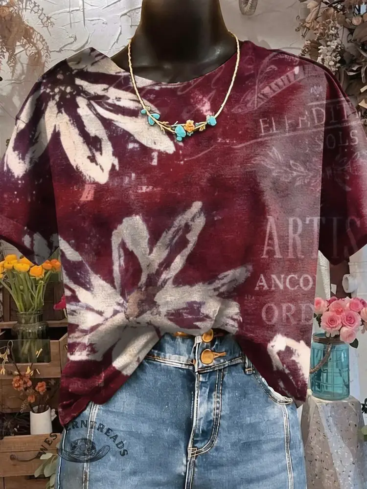 Floral Art Print T-shirt