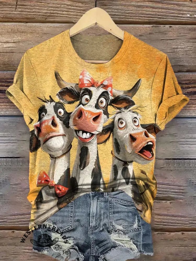 Funny Cow Art Print Classic Short-sleeved T-shirt - Image 4