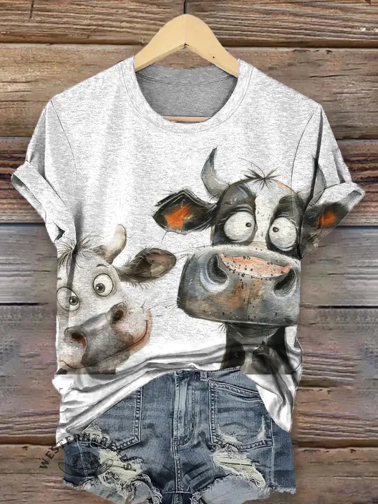 Funny Cow Pattern T-shirt