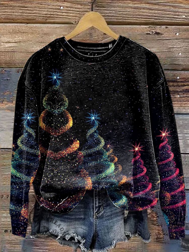 Glitter Christmas  Art  Print Casual  Sweatshirt