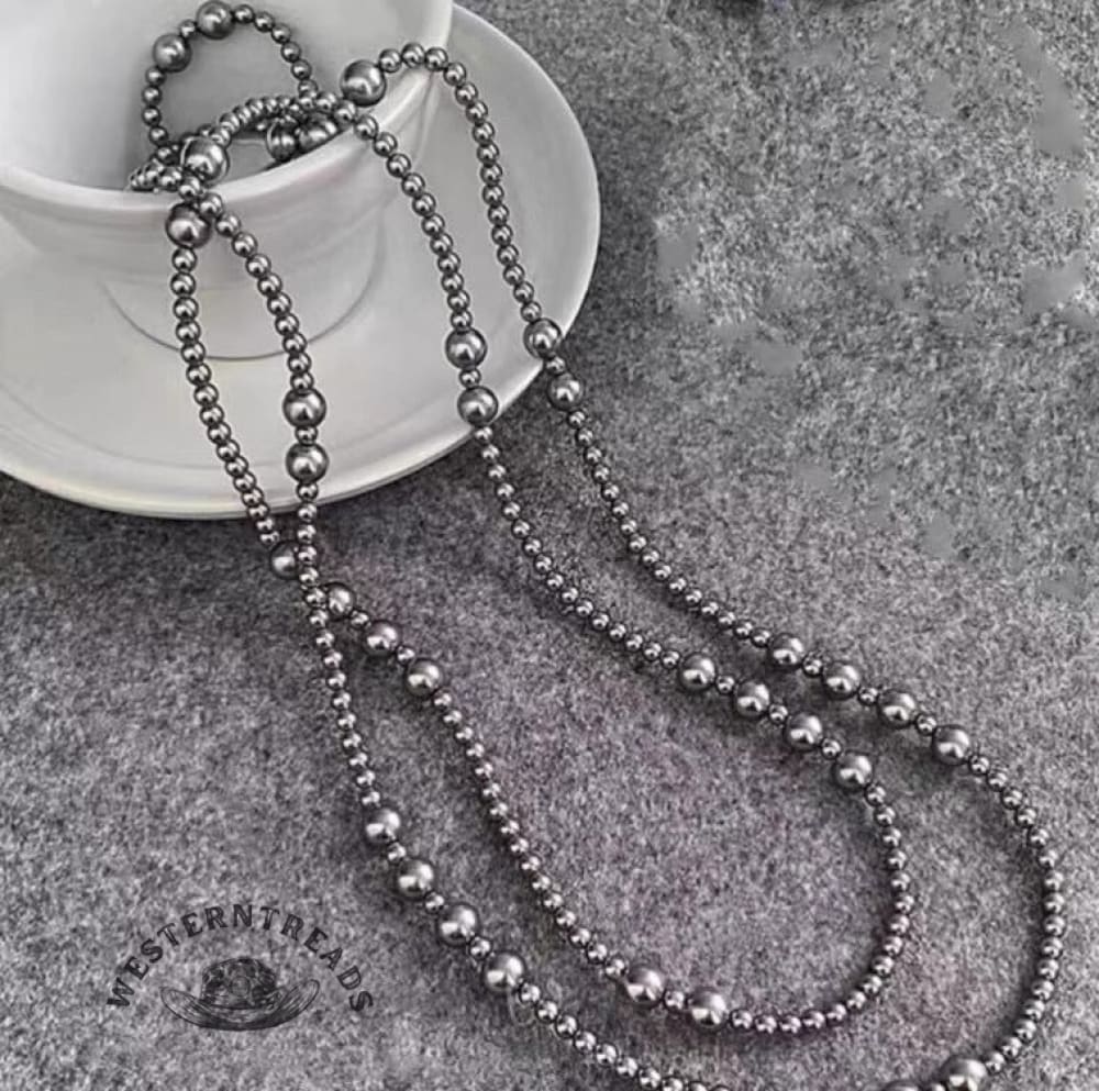 Grey Pearl Long Necklace - Image 2