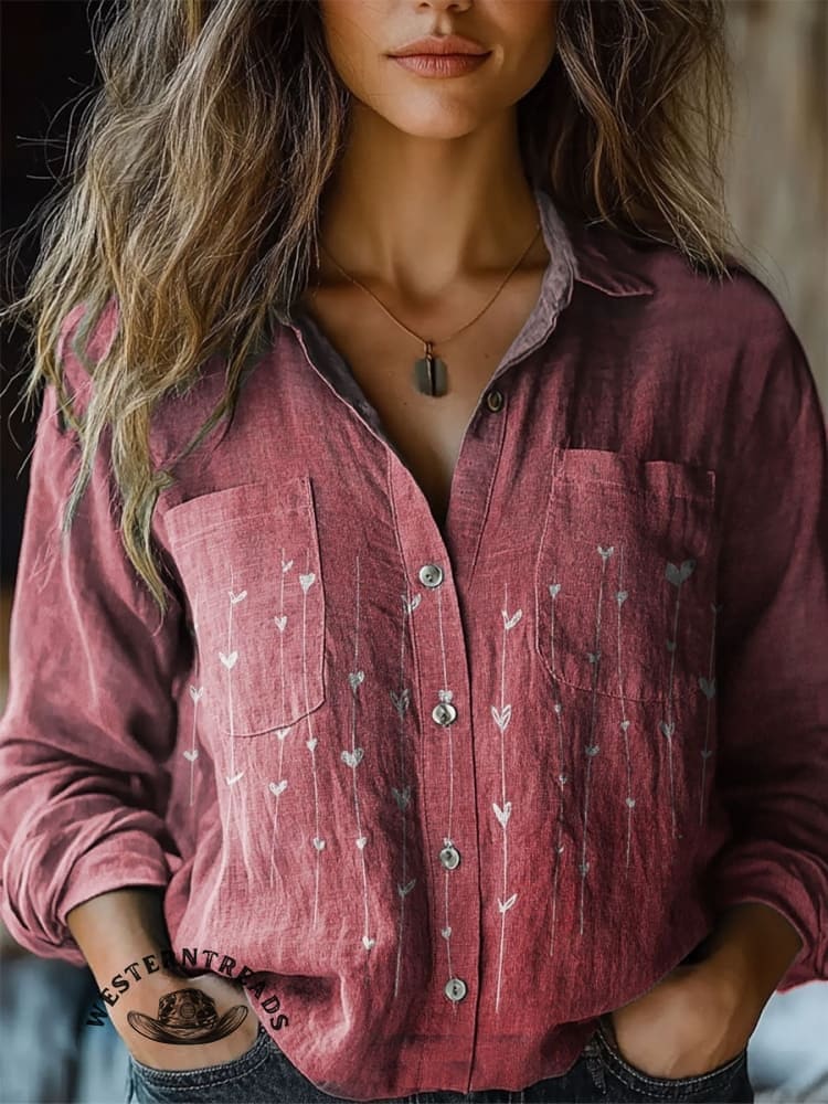 Heart Print Casual Short Sleeved Top - Image 4