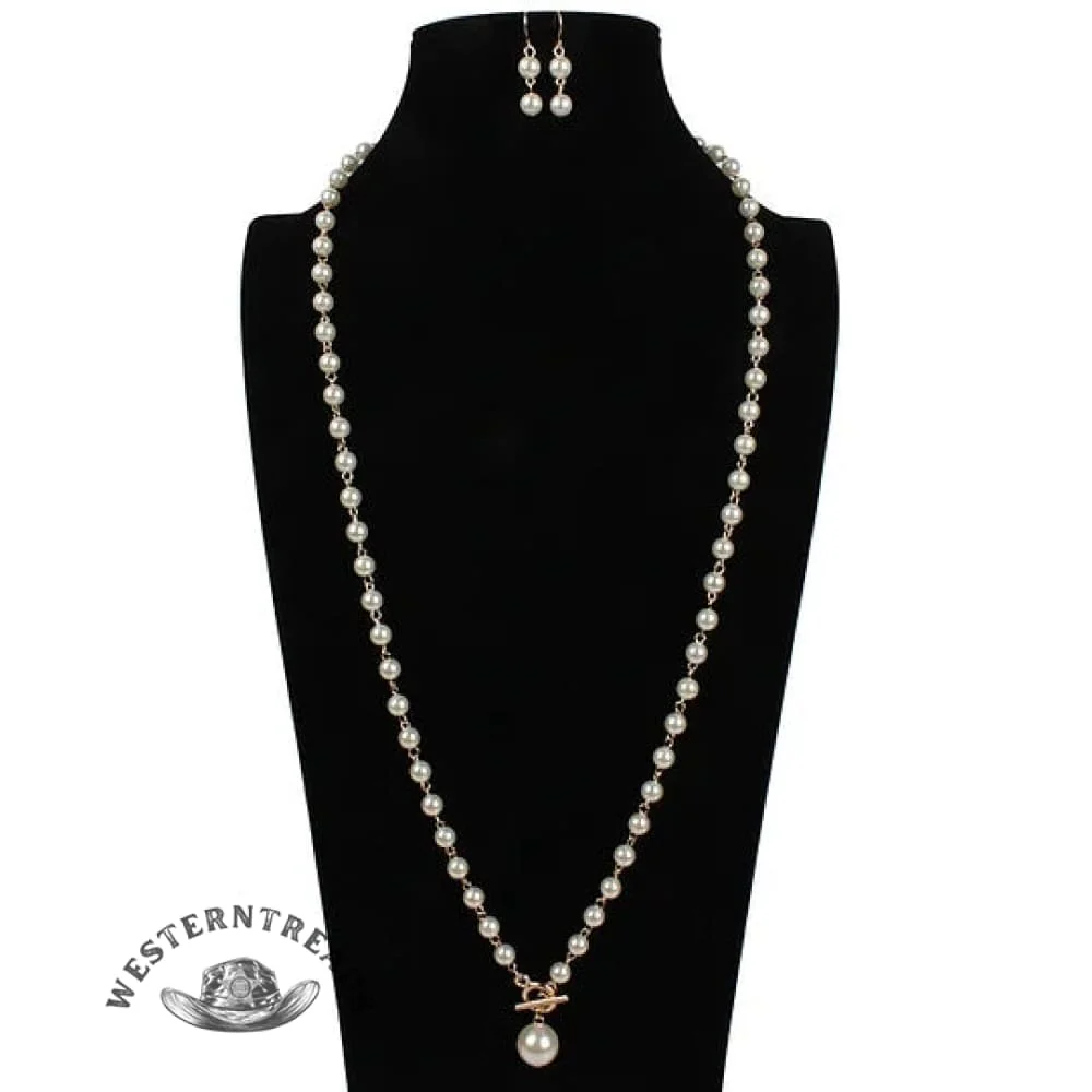 Elegant Pearl Necklace Earring Set - Image 2