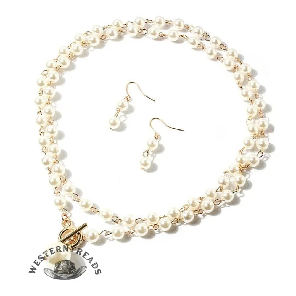 Elegant Pearl Necklace Earring Set - Image 3