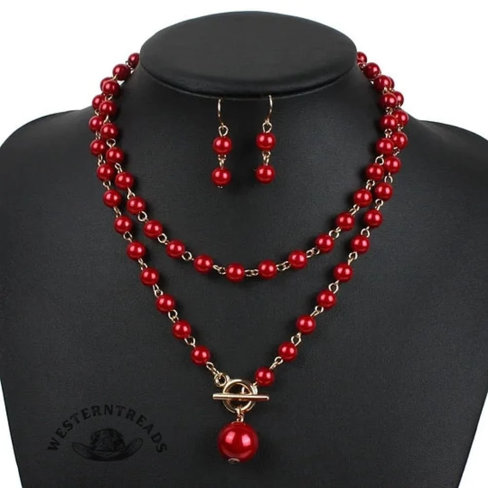 Elegant Pearl Necklace Earring Set - Image 7
