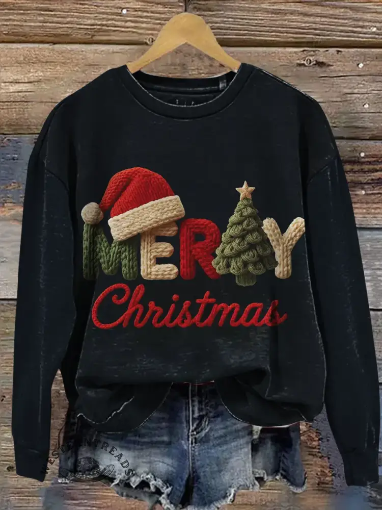 Merry Christmas Print Casual Sweatshirt