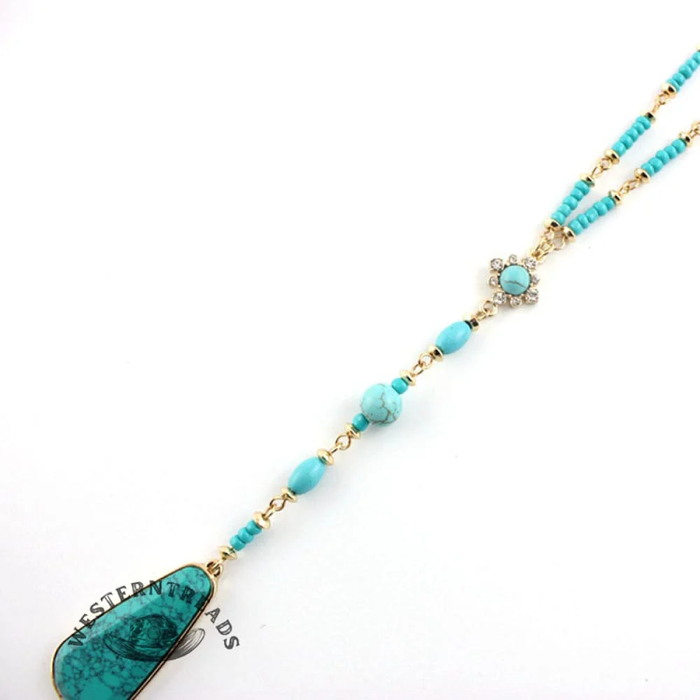 Classic Turquoise Long Beaded Necklace - Image 4