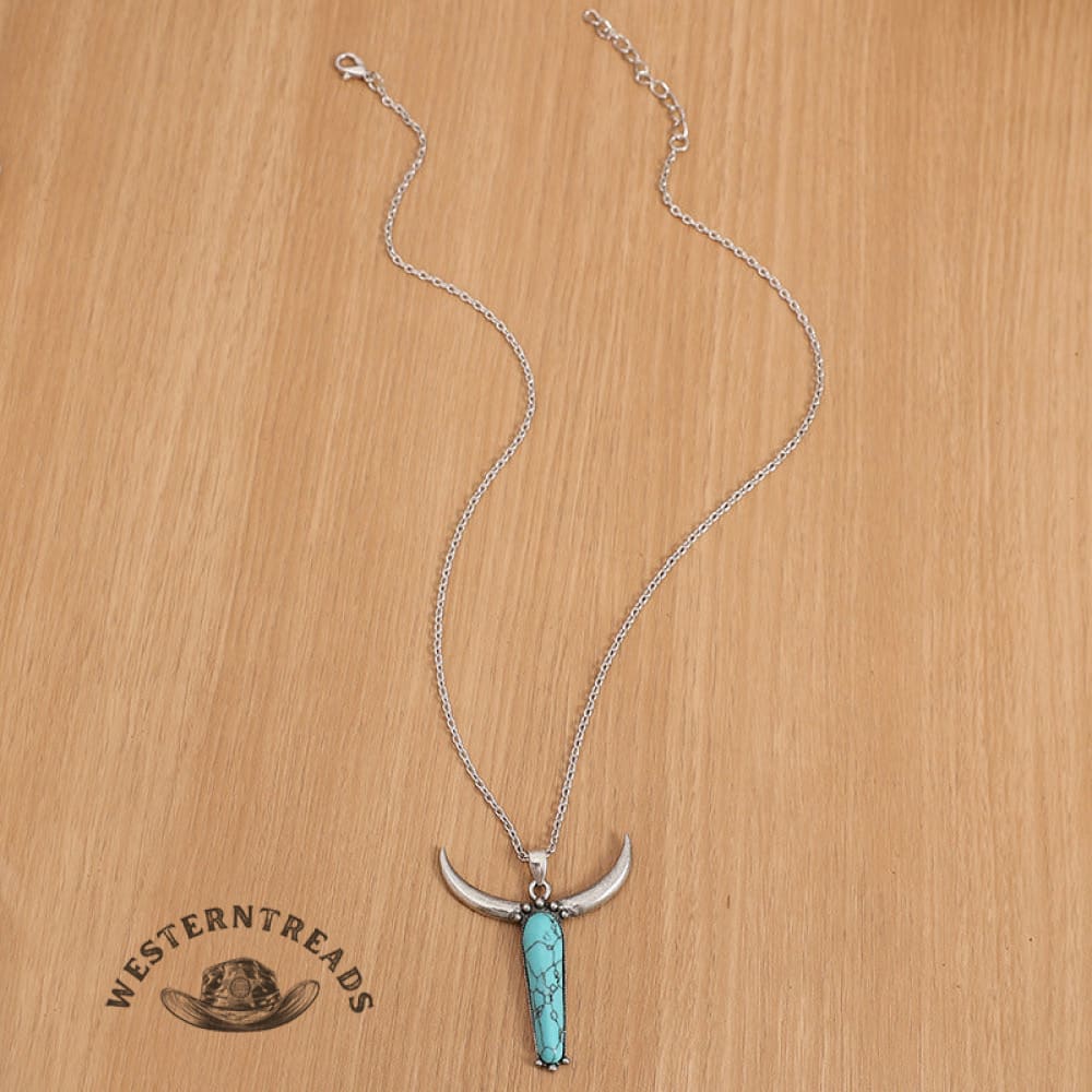 Turquoise Bull Head Necklace - Image 4