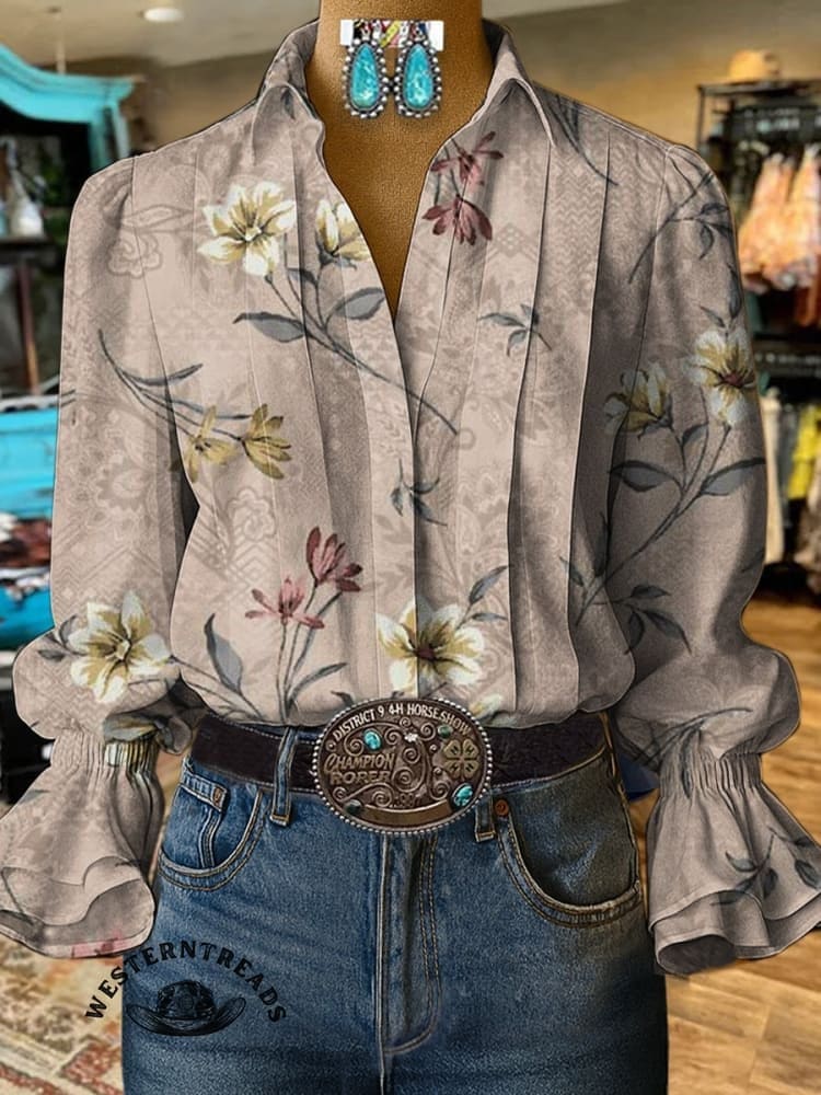 Paisley Art Print Casual Cotton And Linen Shirt - Image 3