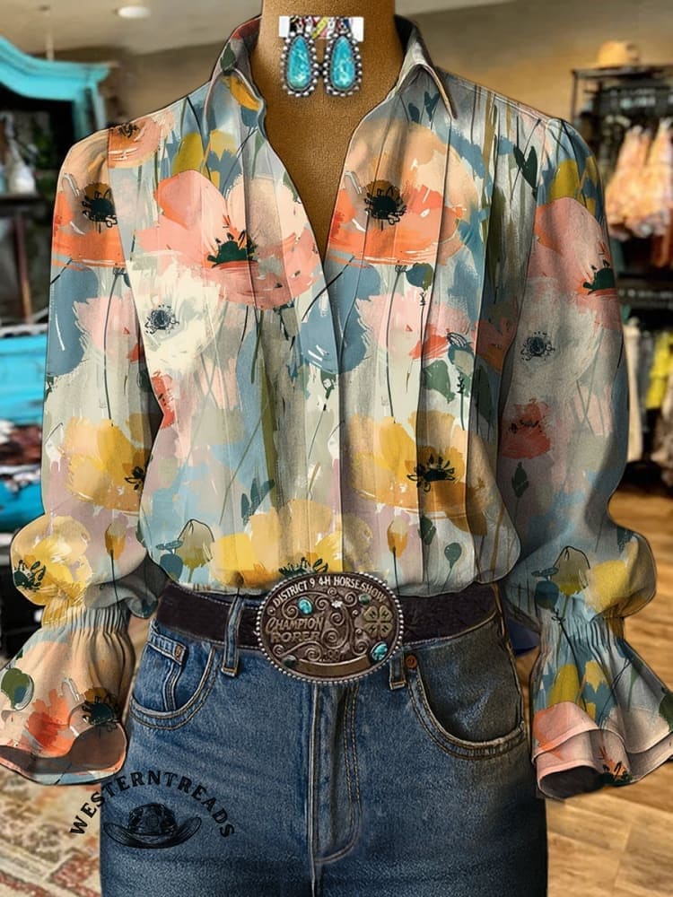 Paisley Art Print Casual Cotton And Linen Shirt - Image 4
