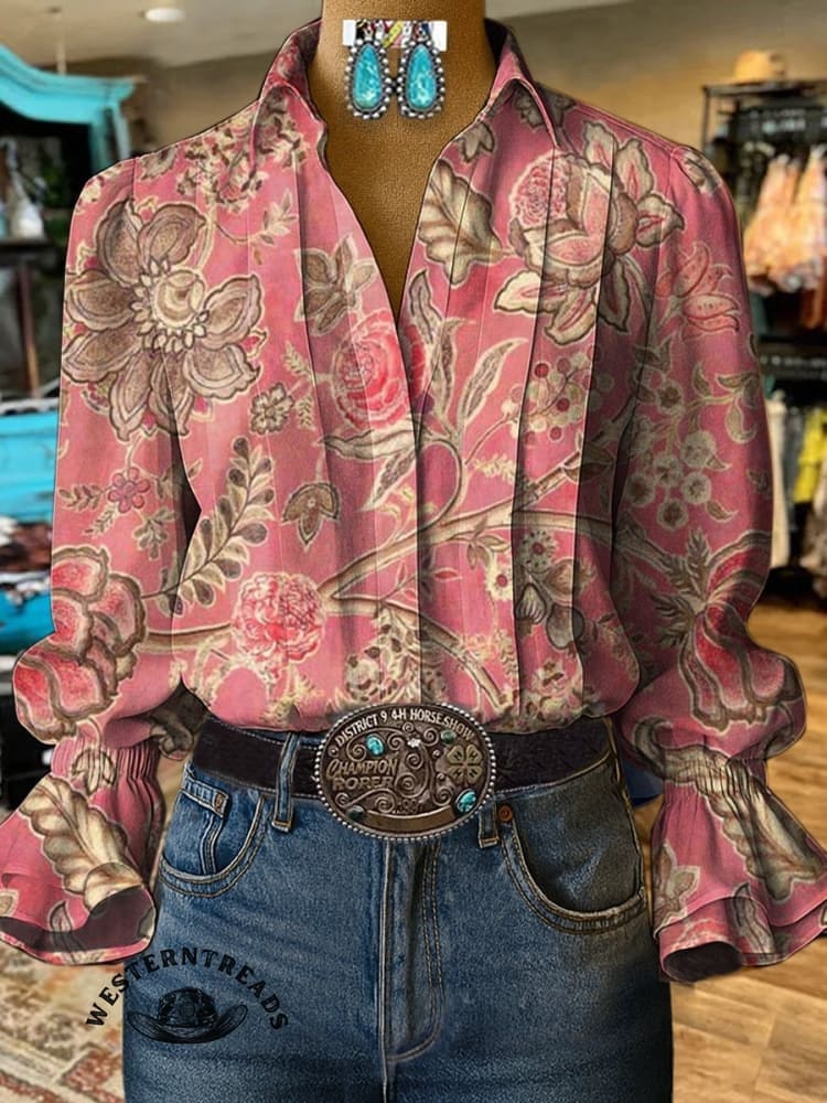 Paisley Art Print Casual Cotton And Linen Shirt - Image 5