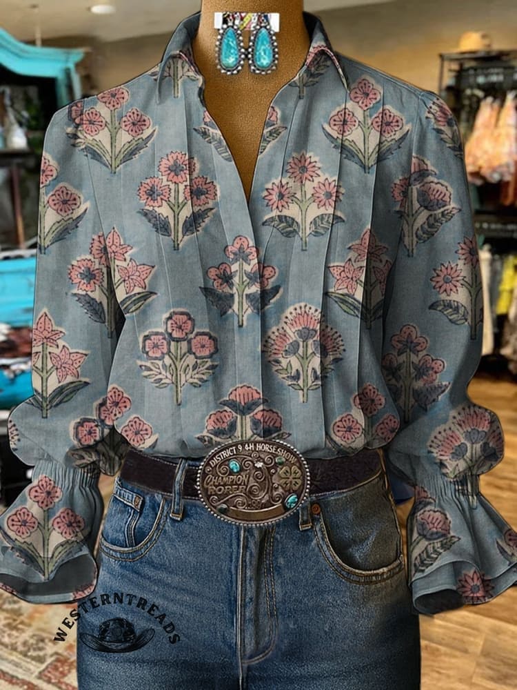Paisley Art Print Casual Cotton And Linen Shirt - Image 8