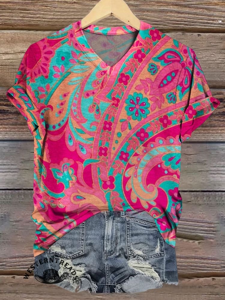 Paisley Art Print Casual T-shirt - Image 2