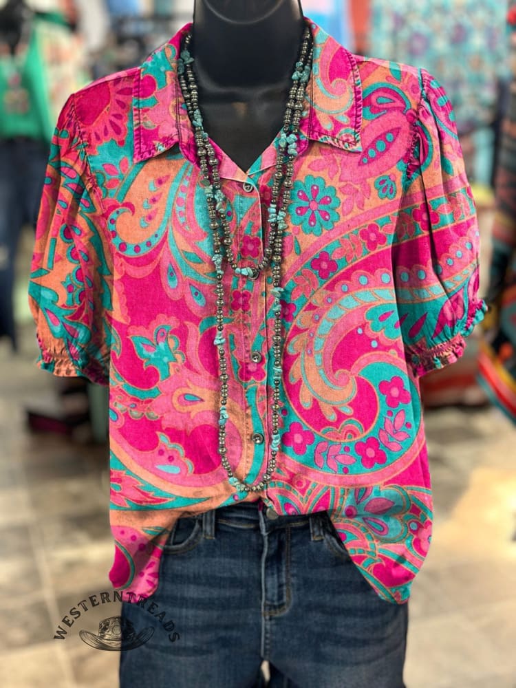 Paisley Art Print Casual T-shirt - Image 3
