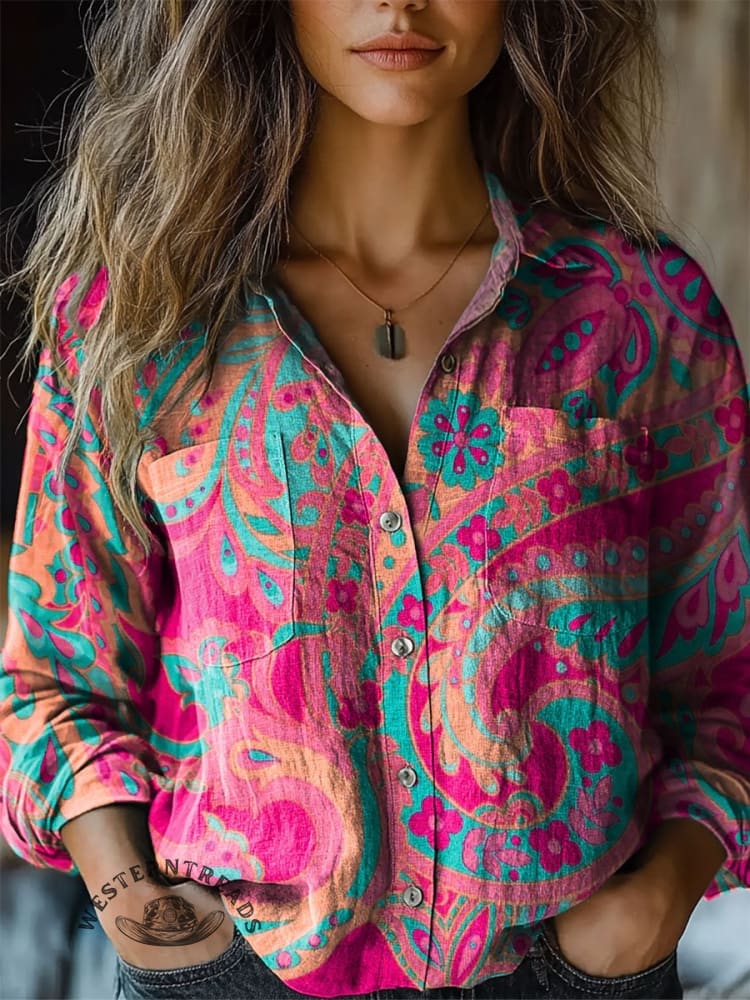 Paisley Art Print Casual T-shirt - Image 4